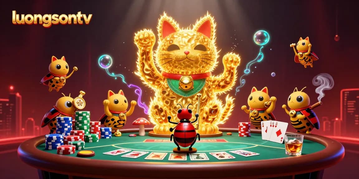 Engage with the thrilling world of luongsontv through a vibrant casino scene with dynamic fireflies.