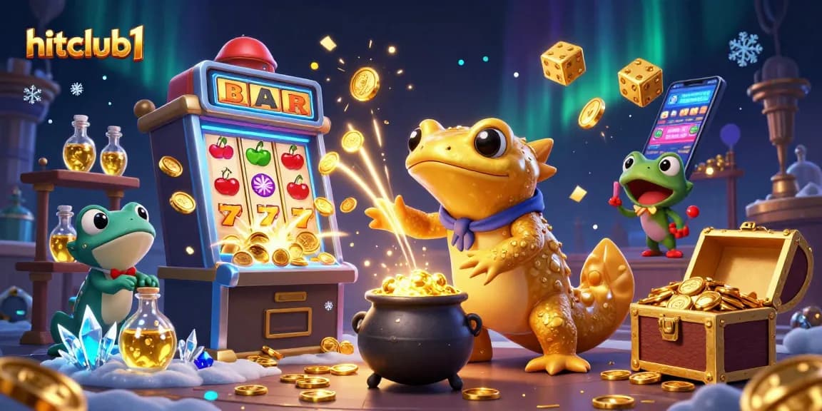 Experience the thrilling world of hitclub1 with its dynamic 3D casino scene featuring golden rewards and a vibrant gameplay environment.