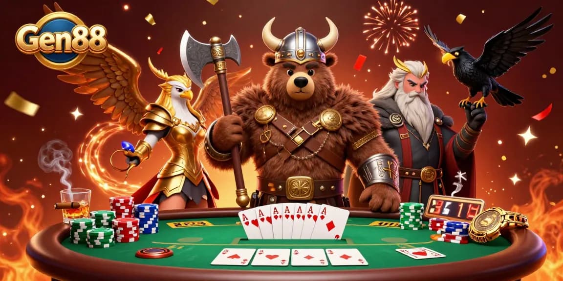 Experience winning moments at Gen88 with thrilling poker action and vibrant game elements.