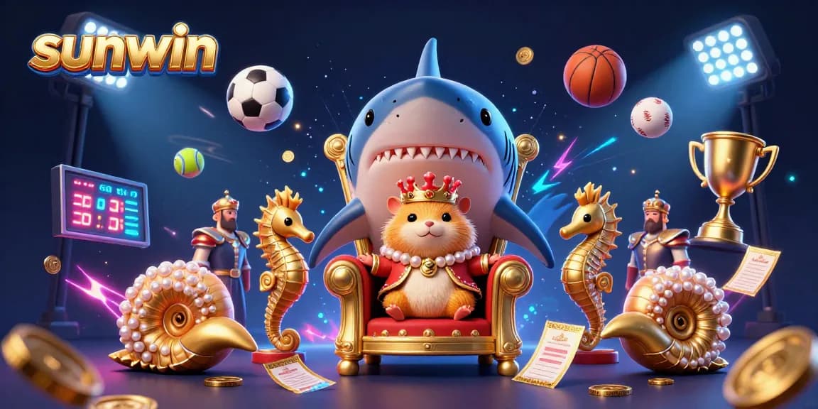 Experience thrilling wins at sunwin with dynamic sports betting elements in a vibrant casino-themed illustration.