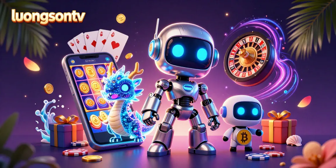 Experience vibrant online gaming fun with luongsontv's colorful 3D casino illustration featuring futuristic characters.