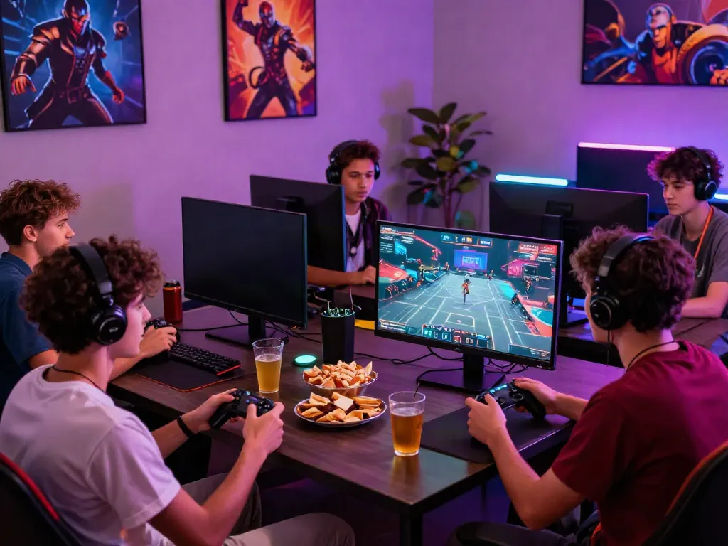 Engaging gaming scene with friends enjoying esports at https://ku88vt.com/ showcasing a vibrant atmosphere.