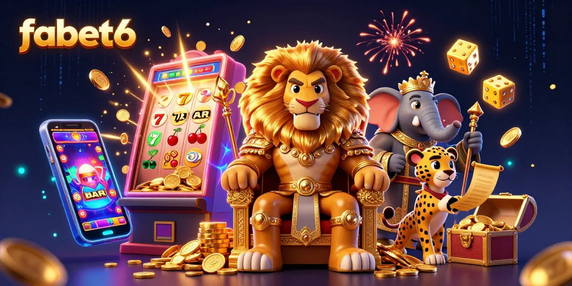 Experience the excitement of fabet6 as the lion king oversees the jackpot explosion in this vibrant casino scene.