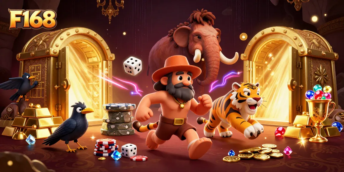 Engage in thrilling gameplay with F168's prehistoric casino featuring exciting gambling elements.