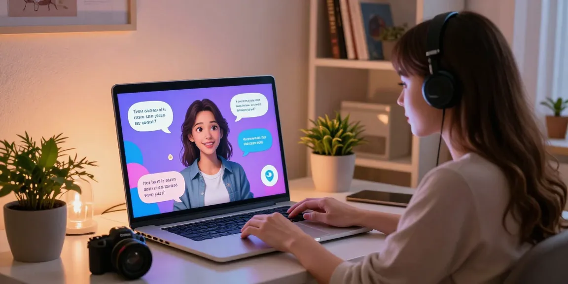 Engaging with nsfw ai chat character in a cozy home office setting.