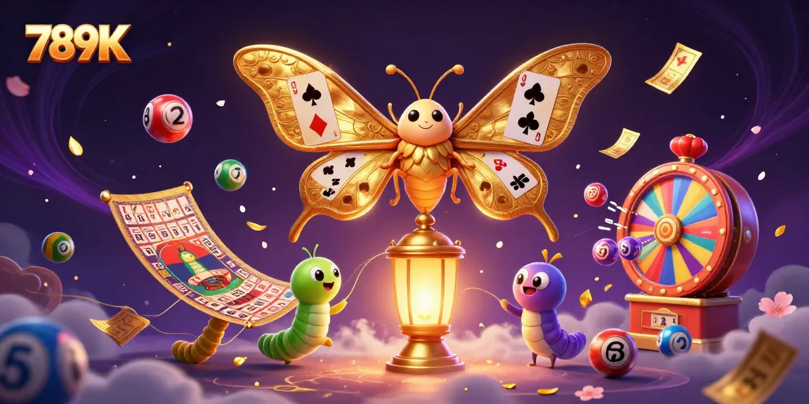 Win big at 789K with an animated casino scene full of vibrant lottery elements and golden characters.