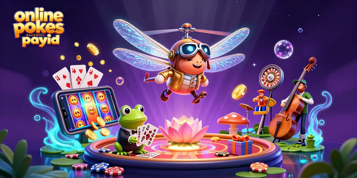 Experience online pokies Australia PayID in an engaging illustration featuring a dragonfly pilot and frog croupier.