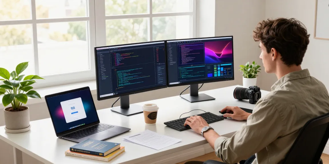 快连 application displayed on a developer's laptop in a modern tech workspace.