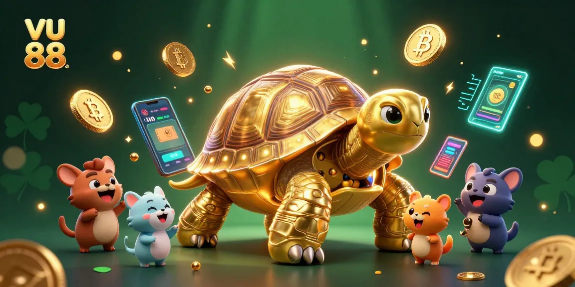 Experience thrilling gameplay at vu 88, featuring a dynamic 3D casino scene rich with colorful crypto elements.
