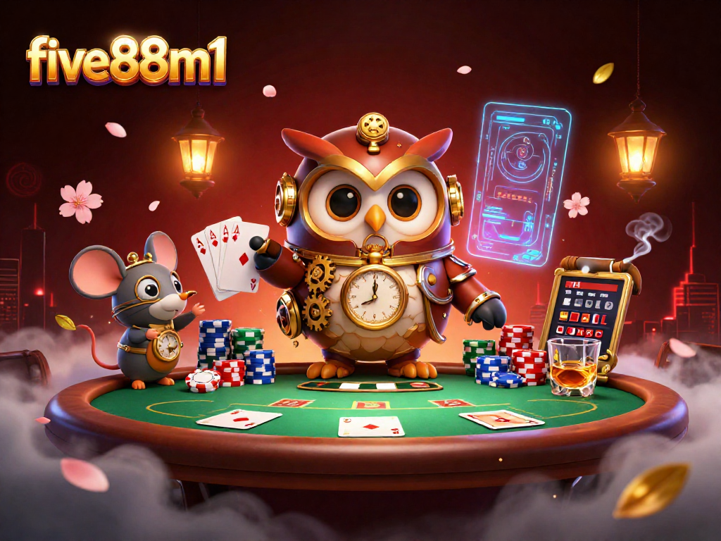 Experience the thrilling adventures at five88m1's casino with time-traveling characters and vibrant gaming elements.