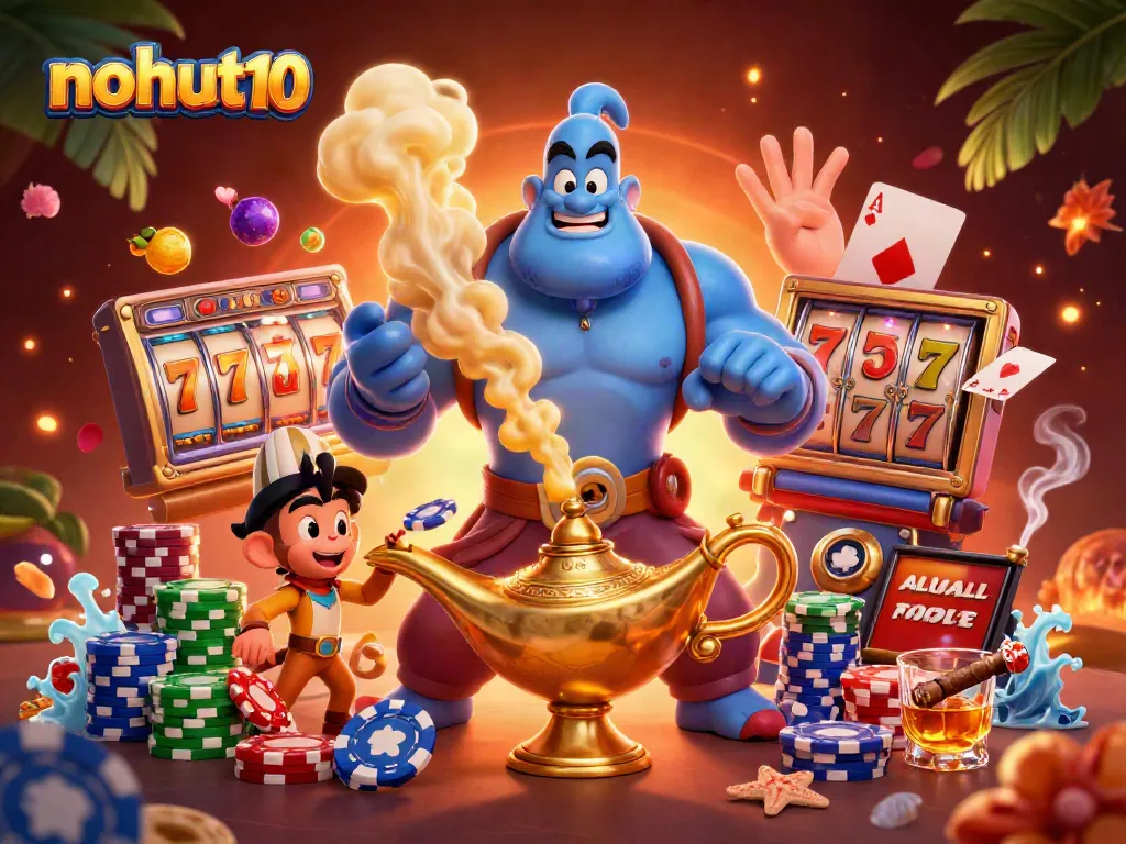 Discover winning strategies at nohut10 with a vibrant 3D casino illustration depicting thrilling jackpot action.