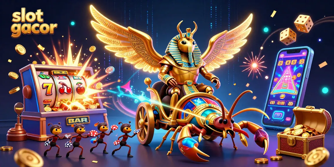 Spin jackpot reels and gather winning symbols in the vibrant slot gacor illustration.