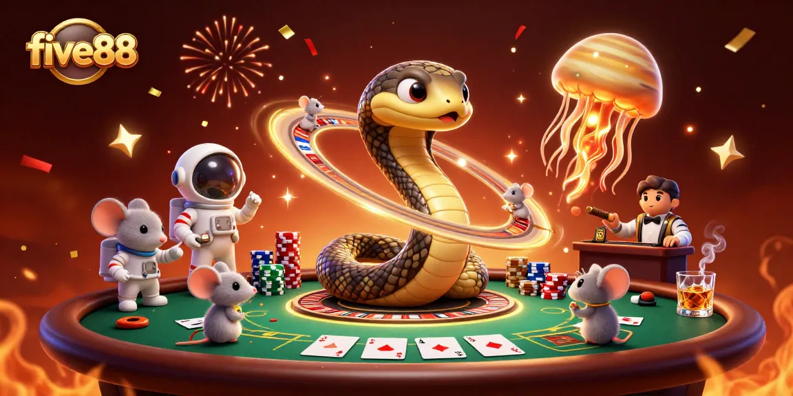 Experience thrilling bets on five88 with cosmic characters and vibrant casino elements.