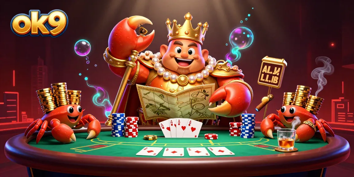 Engage in thrilling card games with the majestic ok9 golden crab emperor in a vibrant casino environment.