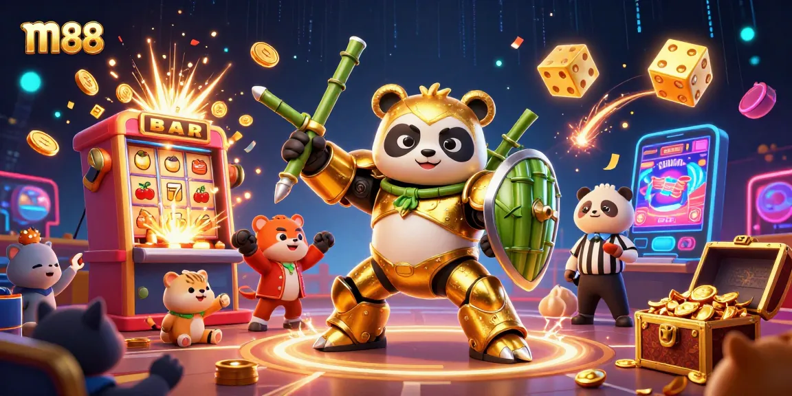 Experience thrilling bets at m88 with a vibrant, action-packed casino illustration.