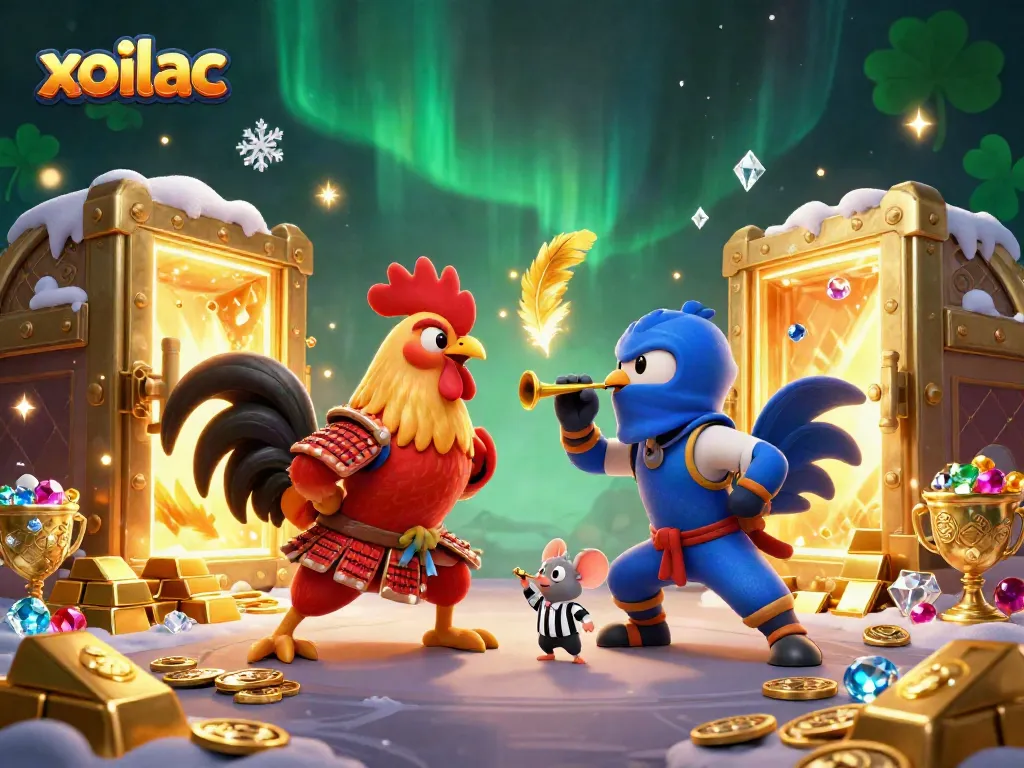 Experience high-stakes action with xoilac in this epic showdown of fighting roosters and treasure!