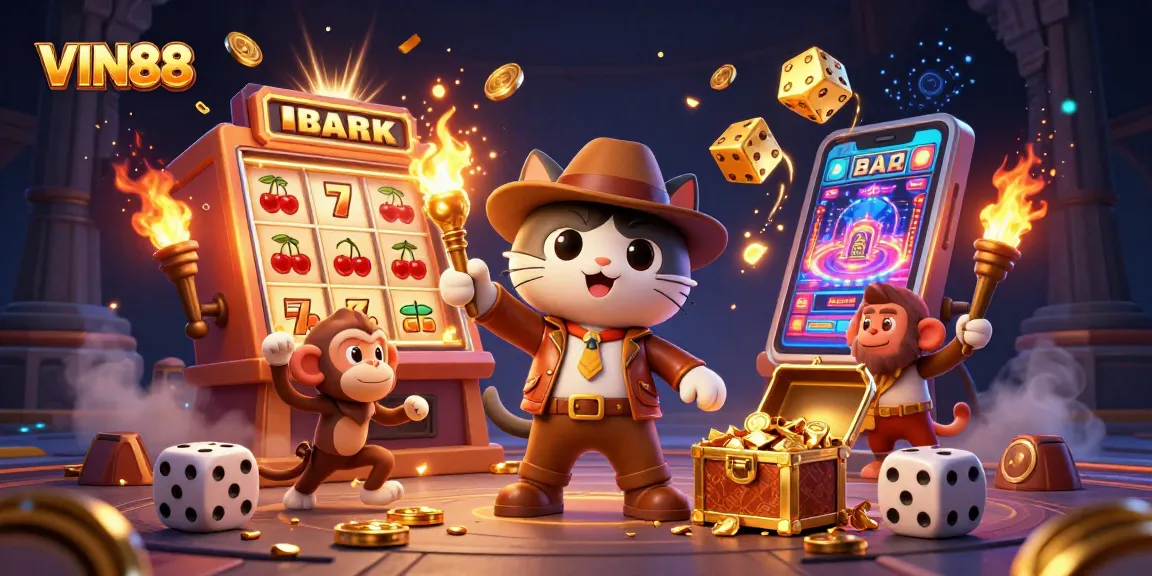 Spin the jackpot wheels at VIN88 with a golden artifact, 3D characters, and casino treasures!