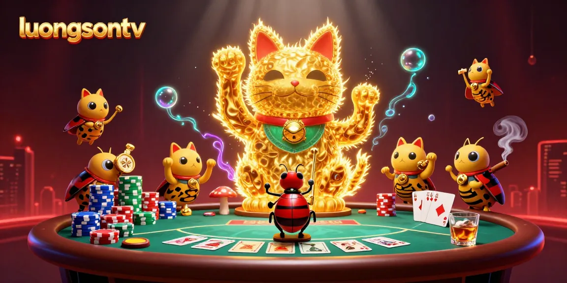 Engage with the thrilling world of luongsontv through a vibrant casino scene with dynamic fireflies.