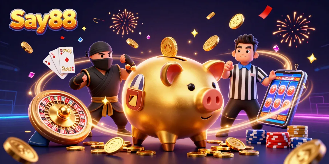 Experience thrilling wins at Say88 with colorful casino elements in a festive atmosphere.