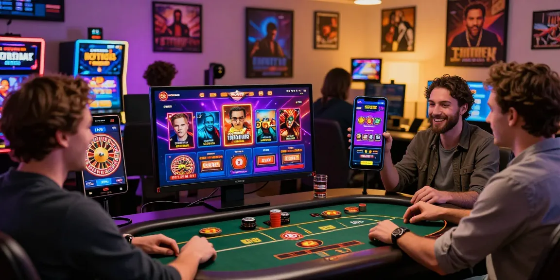 Scene di gioco emozionanti nei casino non AAMS con giocatori diversi che si divertono in vibranti giochi online in un'atmosfera vivace.