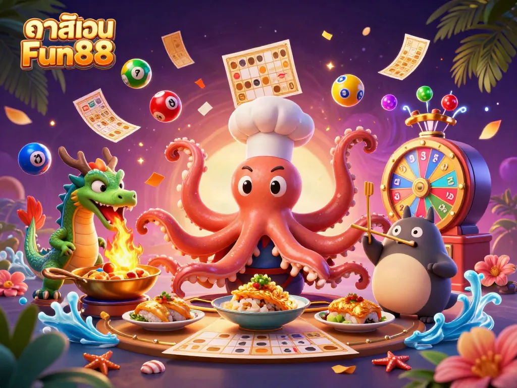 Experience the thrill of คาสิโน Fun88 with an artistic portrayal of vibrant gaming elements.