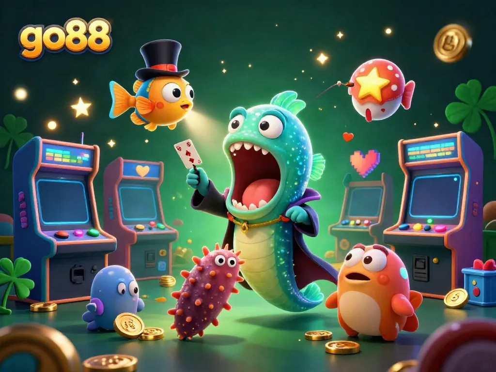 Experience thrilling gaming magic with go88's vibrant underwater casino scene featuring unique characters.