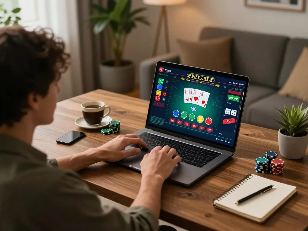 Engaging in live blackjack at home via SC88, featuring vibrant game interface and strategic elements around.