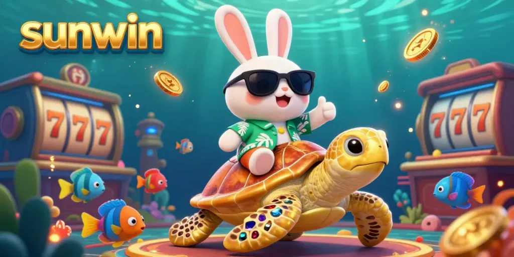 Experience the thrill of sunwin with colorful characters and gambling elements in a vibrant casino scene.