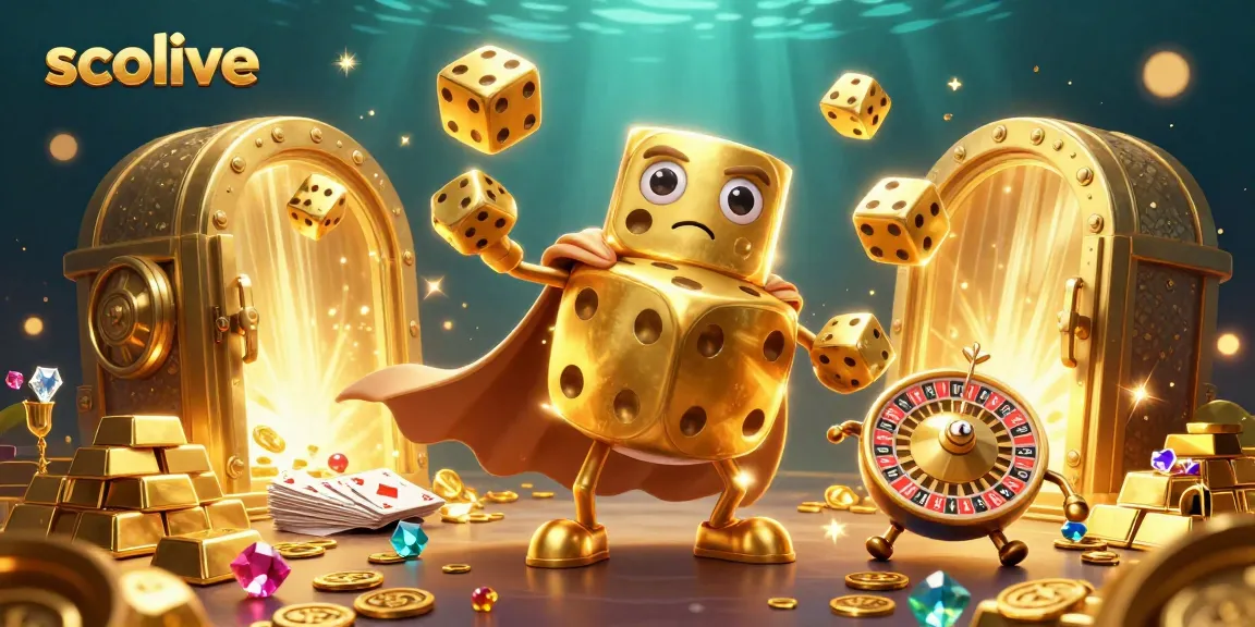 Socolive showcases an exciting 3D scene with a golden dice character and casino elements.