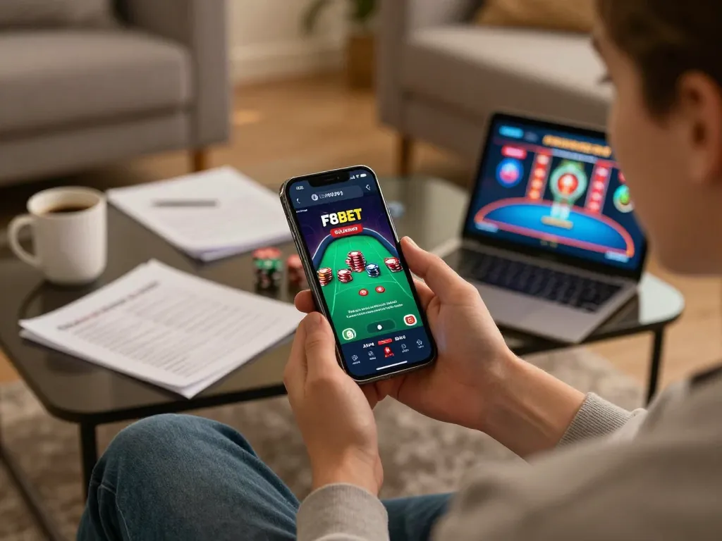 Engaging gameplay experience on F8BET mobile app showcasing poker strategy in a cozy atmosphere
