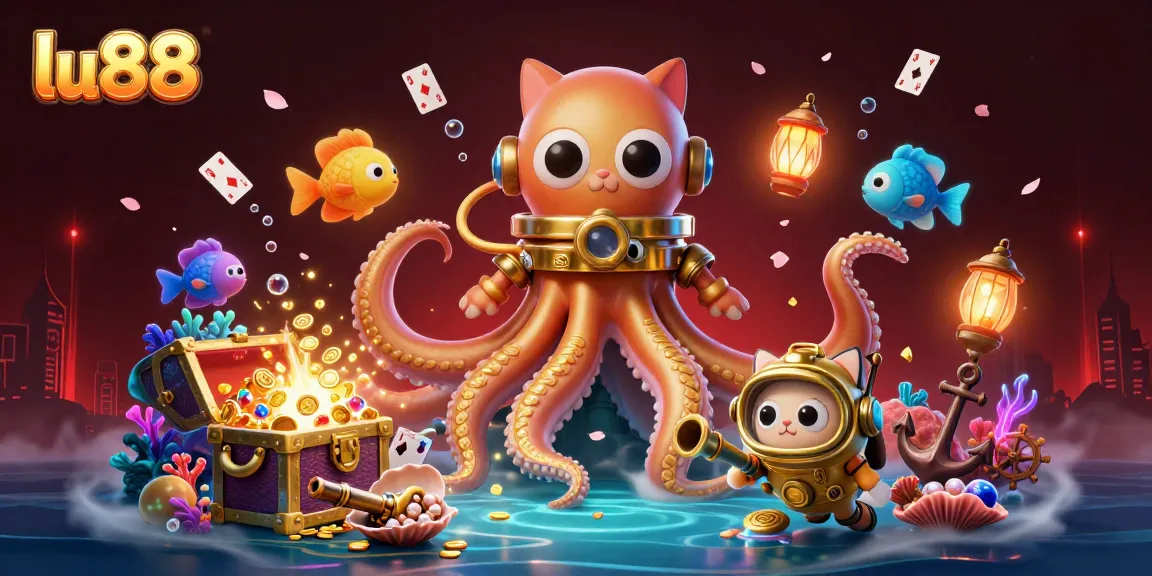 Engage with thrilling gaming at lu88 featuring a vibrant underwater scene with treasures and animated characters.