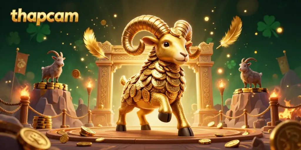 Experience thrilling action with thapcam's golden ram charging through a casino arena filled with excitement.