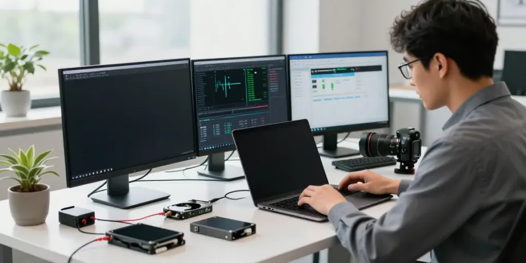 Investigating digital evidence at https://goodtam.com with high-tech tools and devices.