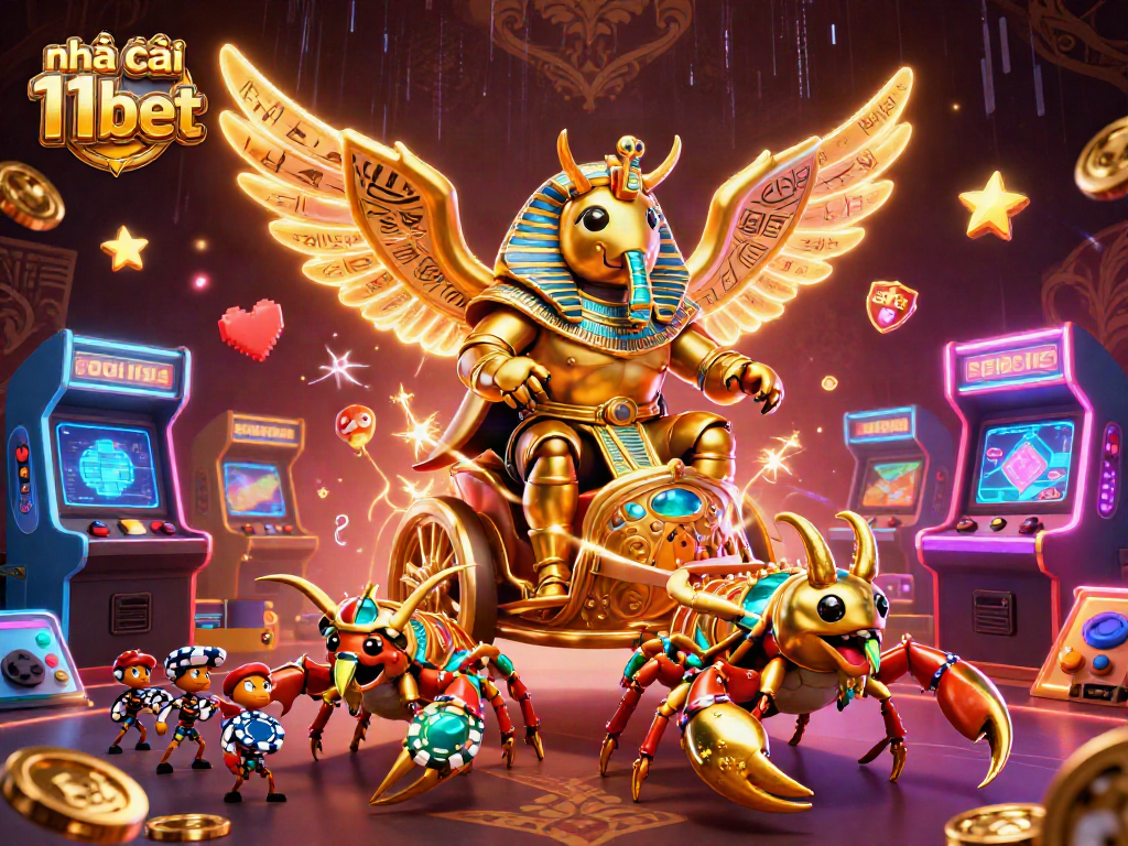 Engage with nhà cái 11bet in this vibrant 3D casino scene showcasing iconic characters and gaming elements.