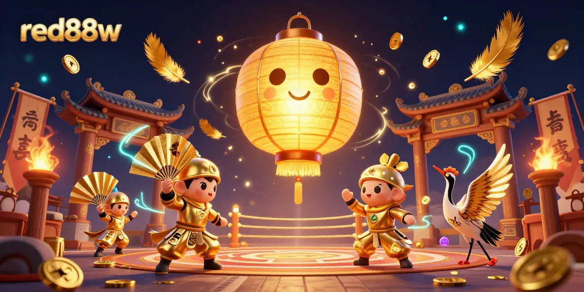 Experience thrilling gameplay at red88w as the golden lantern spirit leads a vibrant casino scene.