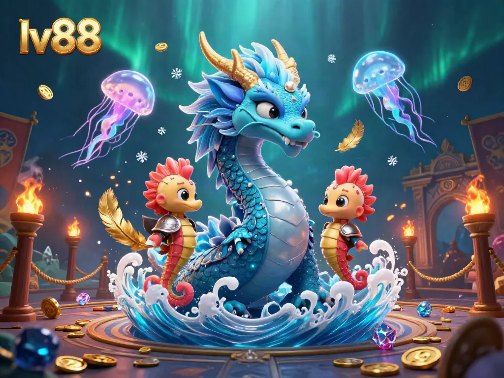 Experience exciting gaming adventures with lv88 featuring a majestic water dragon, coral-knight seas and neon jellyfish in a thriving casino