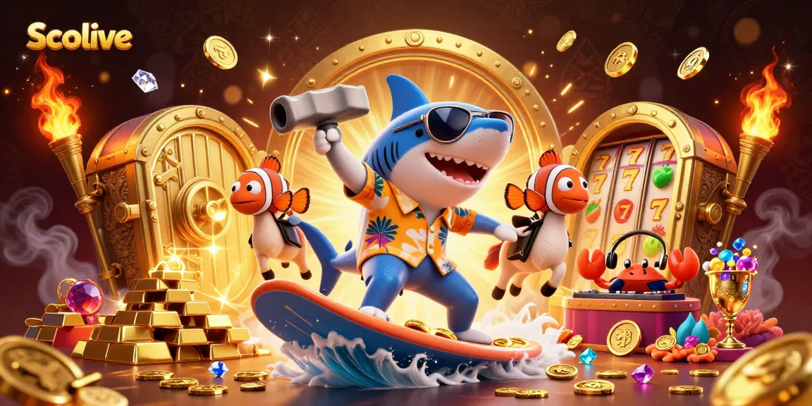 Socolive showcases a vibrant 3D casino illustration with animated characters and rich gold elements.