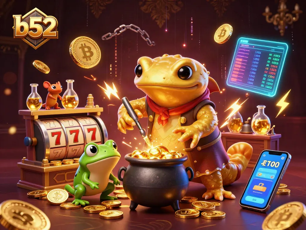 Engage with the B52 gaming experience through a dynamic, vibrant casino scene filled with captivating elements.
