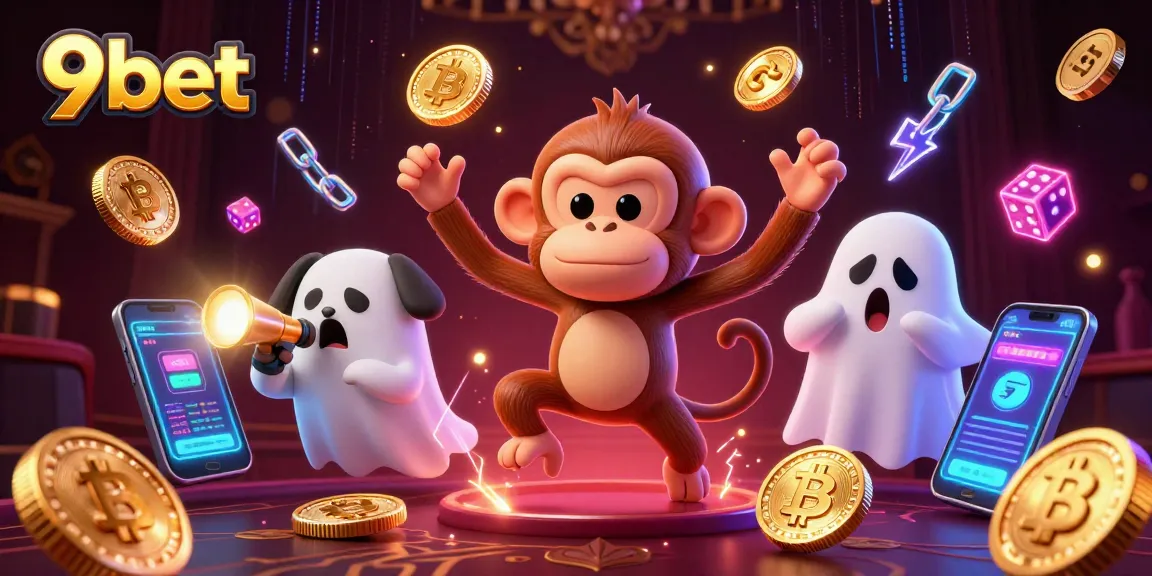 Experience thrilling action at 9bet with a playful poltergeist monkey juggling casino treasures.