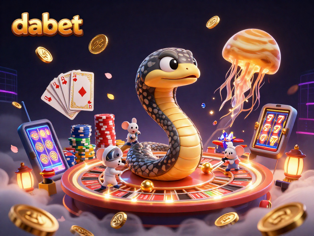 Experience thrilling bets in a cosmic casino with dabet's roulette snake and vibrant gaming elements.