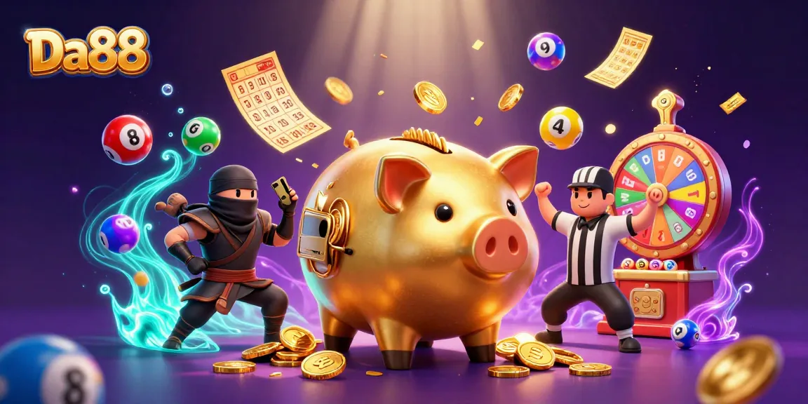 Experience the thrilling fun of Da88 with a dynamic illustration of vibrant casino elements.