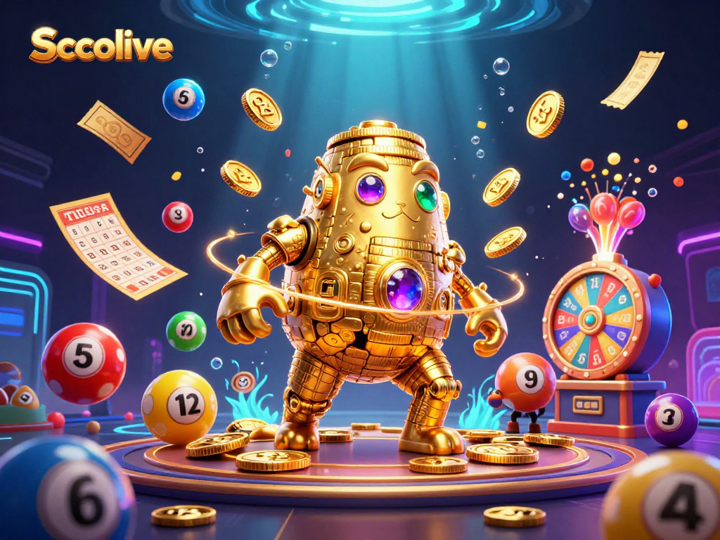 Socolive engages with colorful lottery elements in a vibrant gaming scene filled with excitement and winning opportunities.