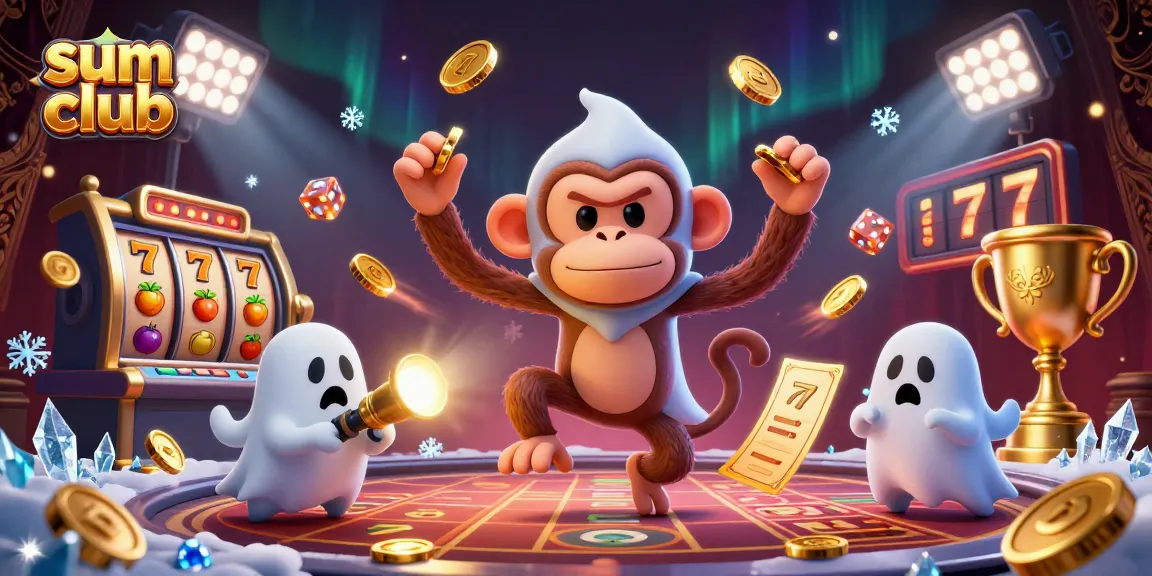 Sum club showcases thrilling slot gameplay with a playful ghost monkey and curious puppy