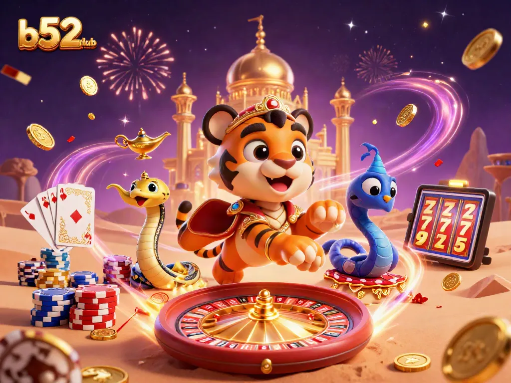 Experience the excitement of b52club with vibrant casino characters and dynamic game elements.