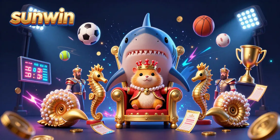 Experience thrilling wins at sunwin with dynamic sports betting elements in a vibrant casino-themed illustration.